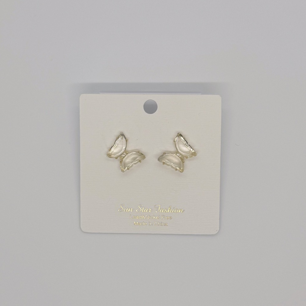 Acrylic and Gold Butterfly Earrings